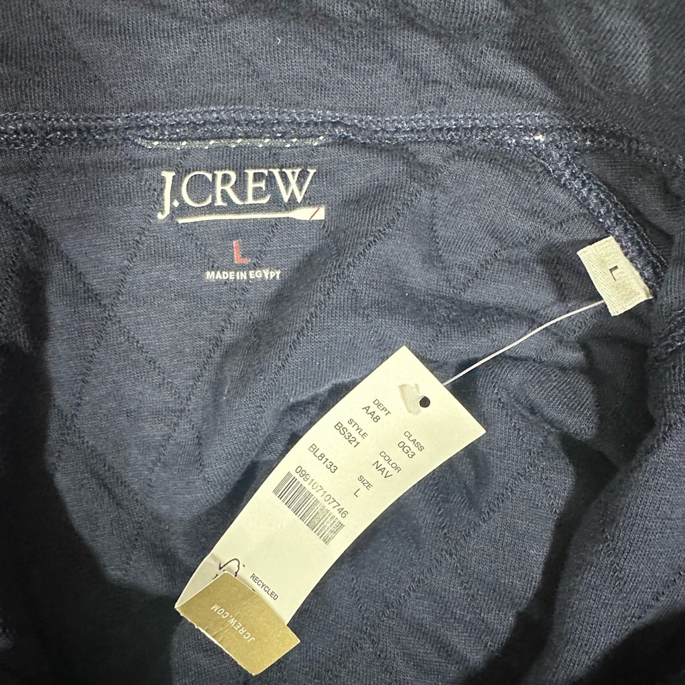 NWT J Crew Mens Sz L Quilted Half Zip Pullover Sweater Navy Mock Neck StyleBS321 - Picture 6 of 11